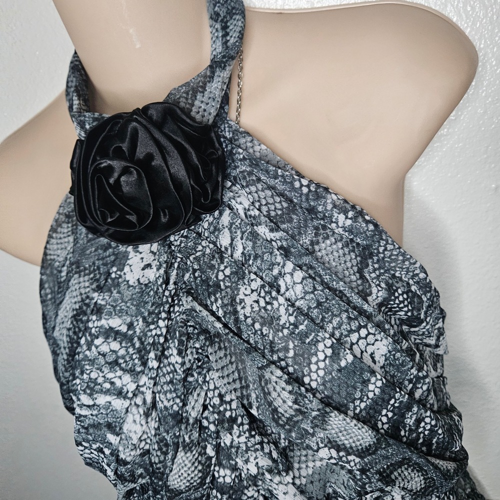 Papaya Snake Print Halter Top Flower Accent - Picture 3 of 5